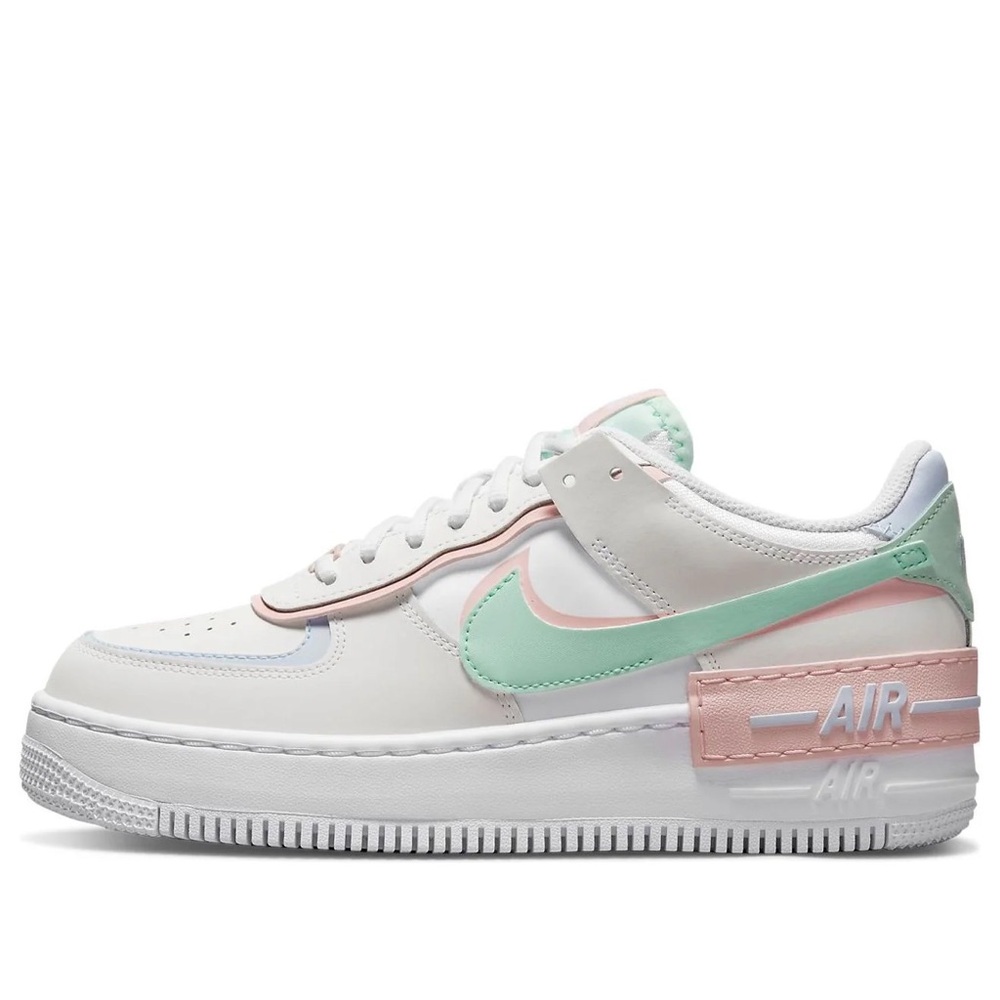 Nike Women's Air Force 1 Shadow - White, Mint, and Pink